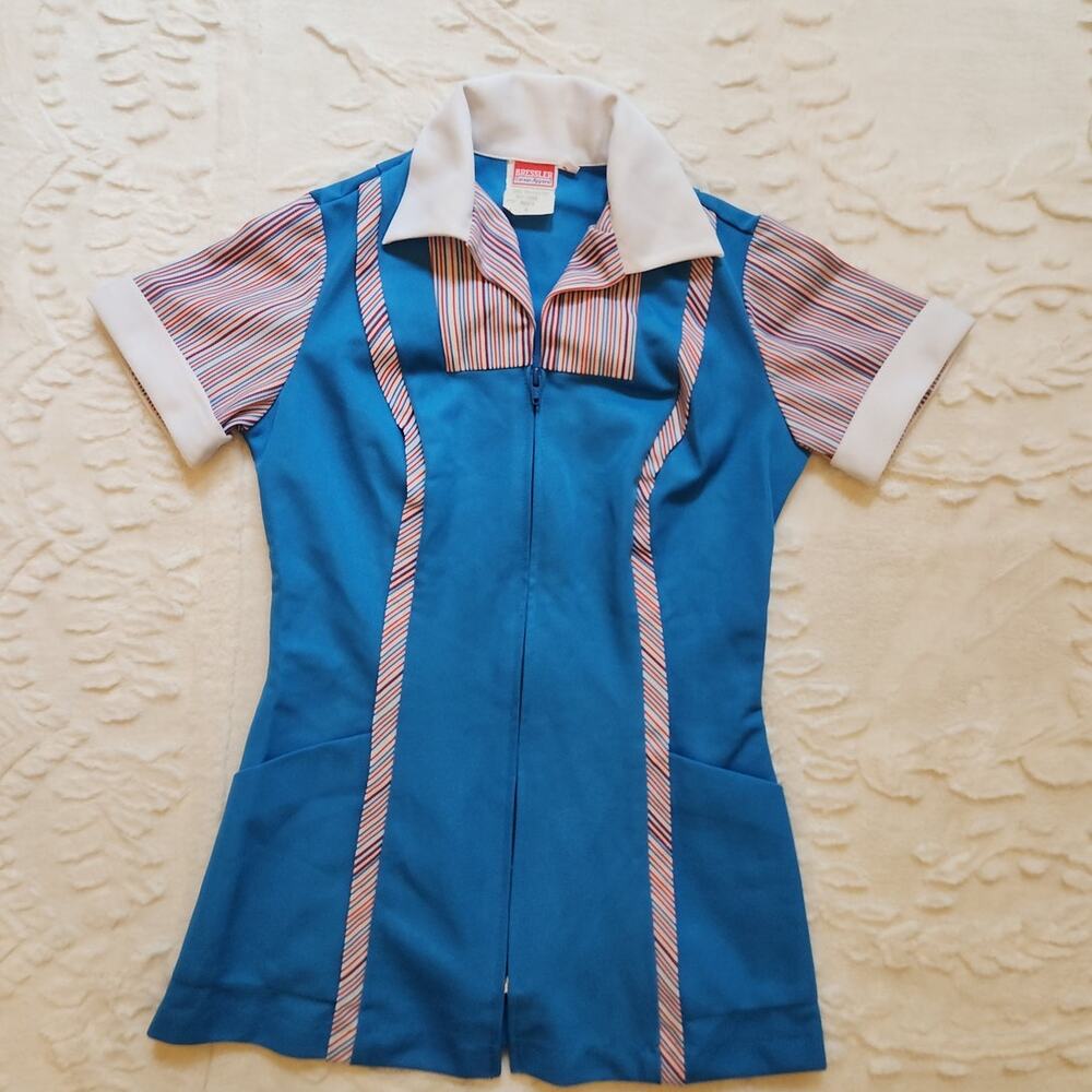 Vintage 70's 80's Bressler Candy Striper Waitress Uniform Romper Size 6